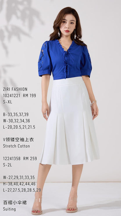 Ziri Front Ribbon Tie Blouse