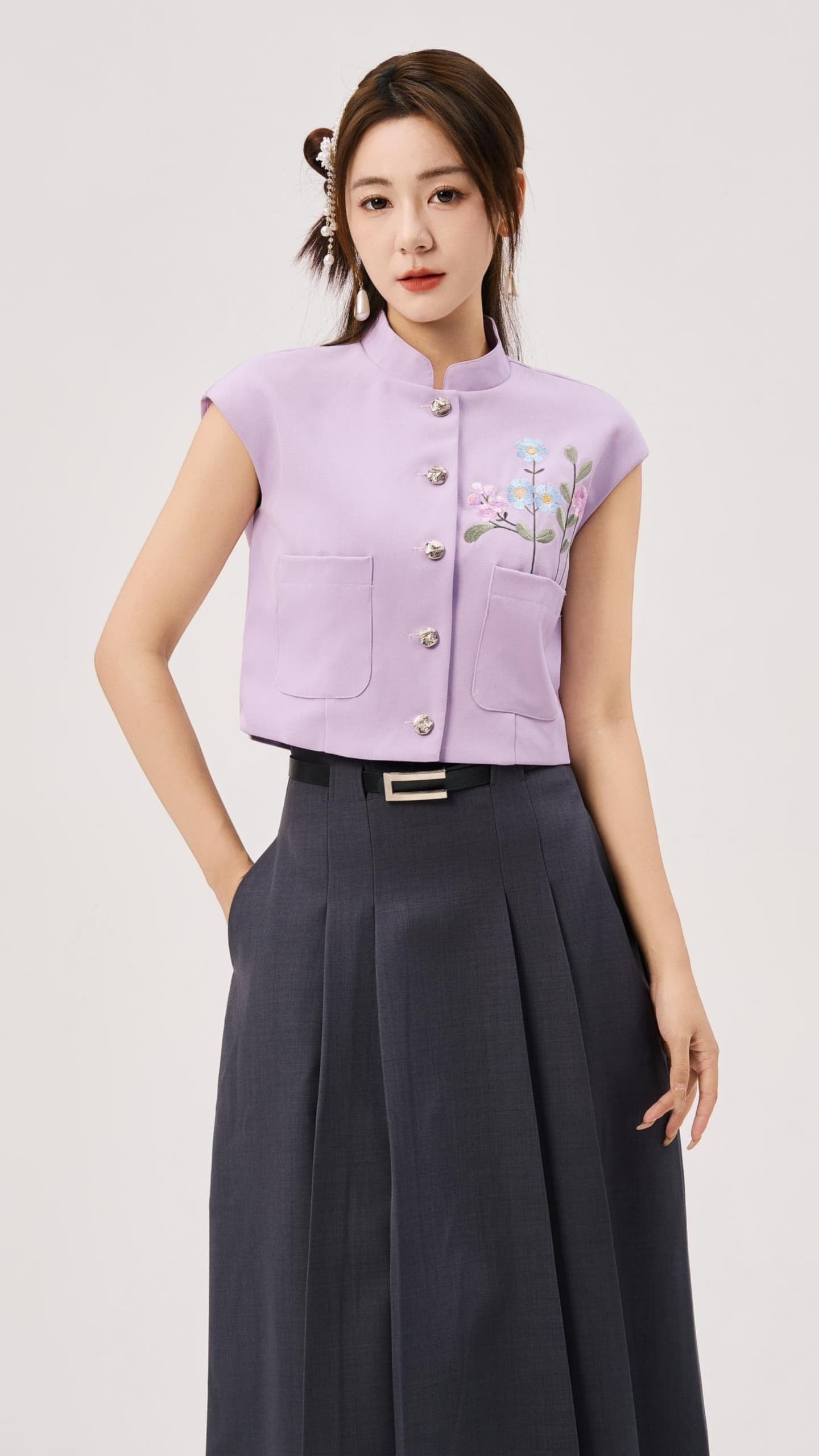 Jing Oriental Embroidered Vest Top