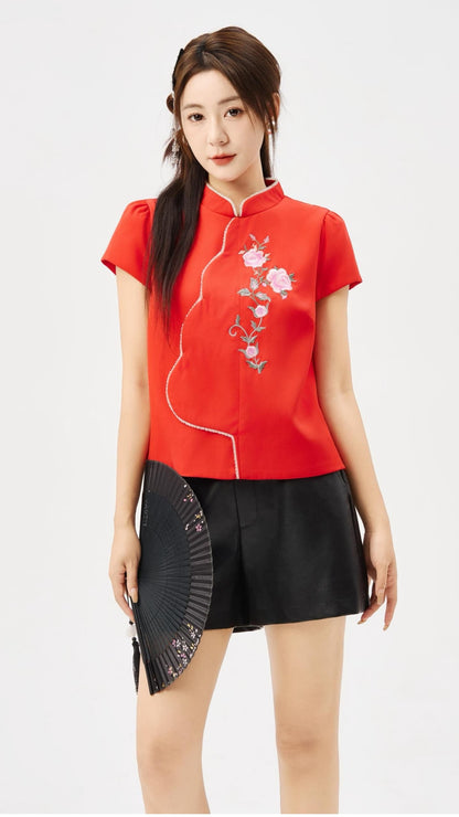 Hua Oriental Embroidered Qipao Top