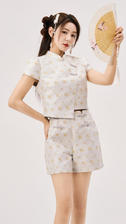 Nen Oriental Asymmetrical Qipao Top