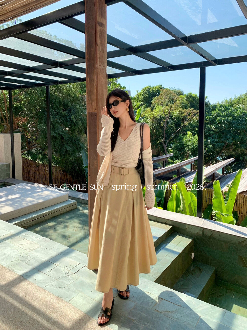 Sonia Belted A-line Skirt