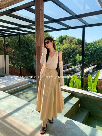 Sonia Belted A-line Skirt