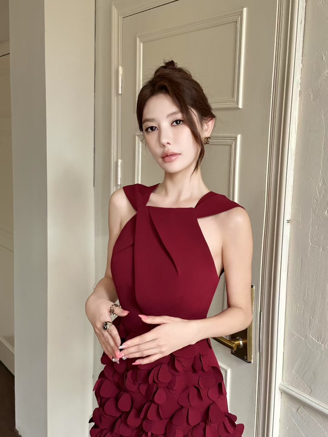 Mandy Petals Open Back Dress