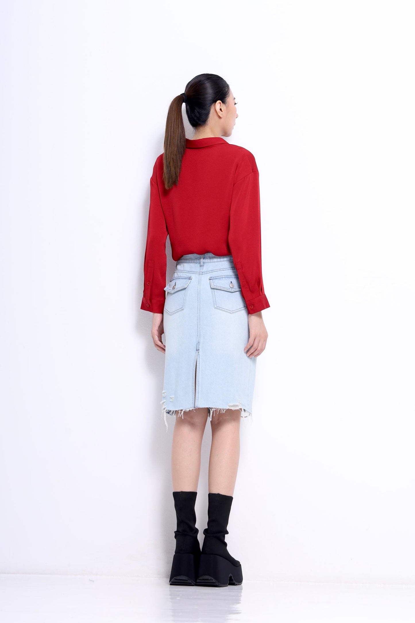 Valentina Asymmetrical Satin Blouse