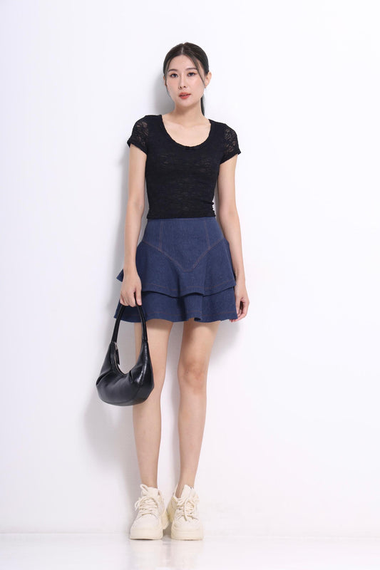 Caroline Denim Layered Skirt