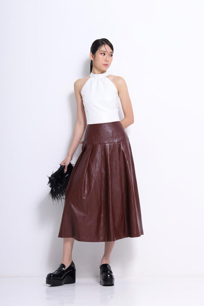 Mina Faux Leather Aline Skirt