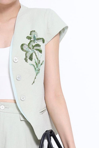 Shan Embroidered Flower Vest Top