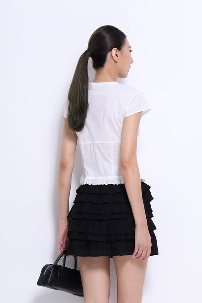 Sylvia V-Neck Ribbon Blouse