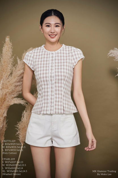 Lily Lace Trim Buttom Down Blouse