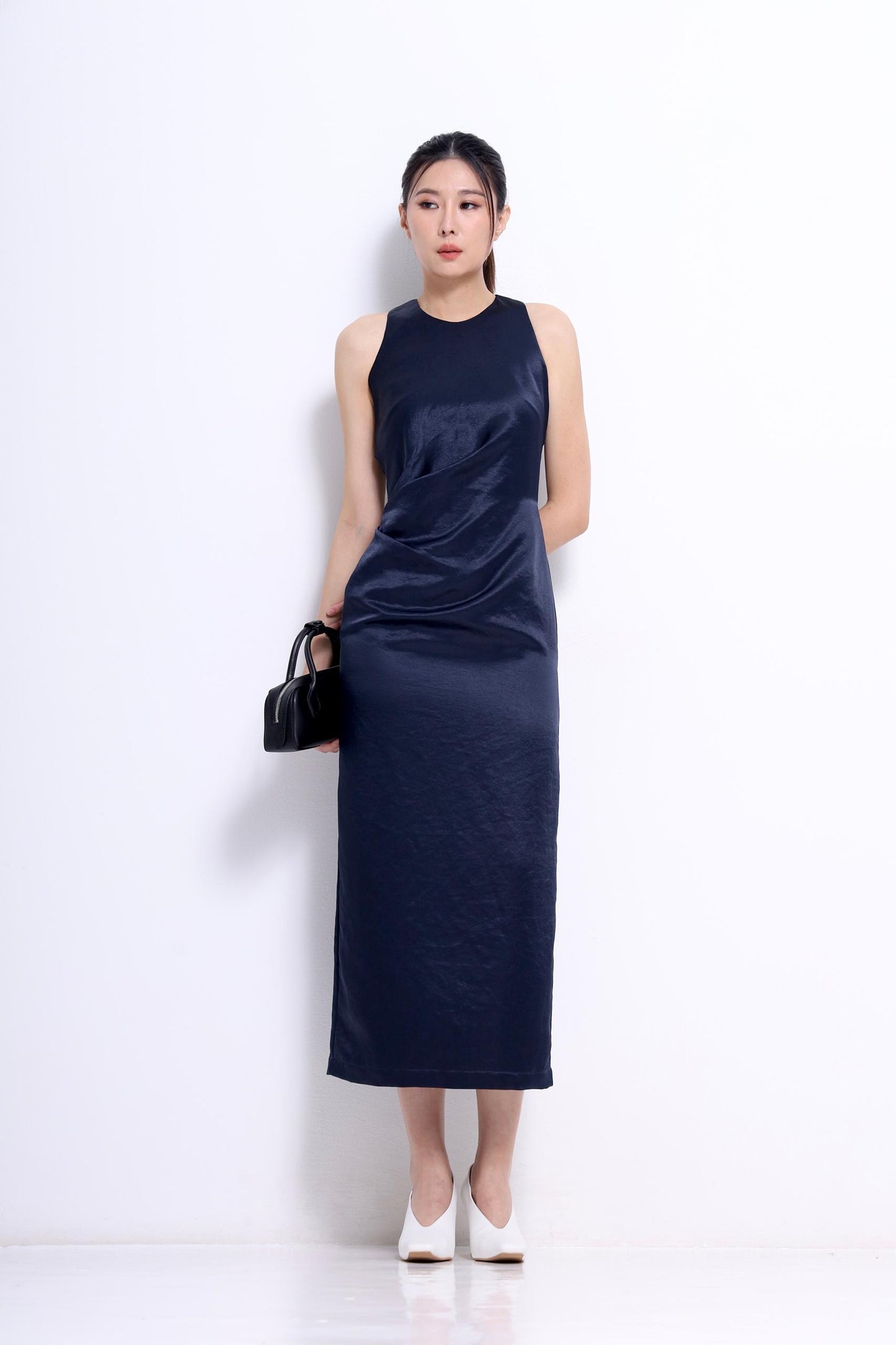 Tammy Pleated Satin Dress