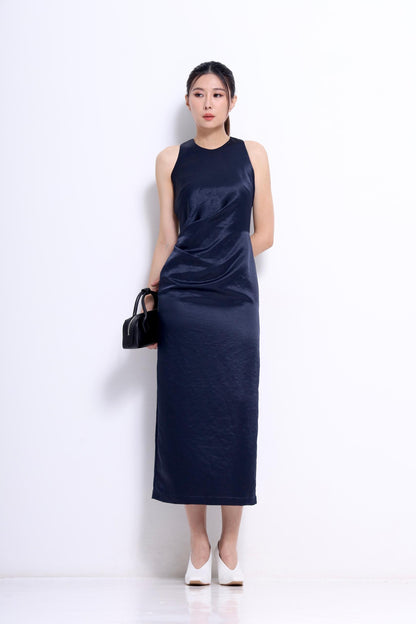 Tammy Pleated Satin Dress