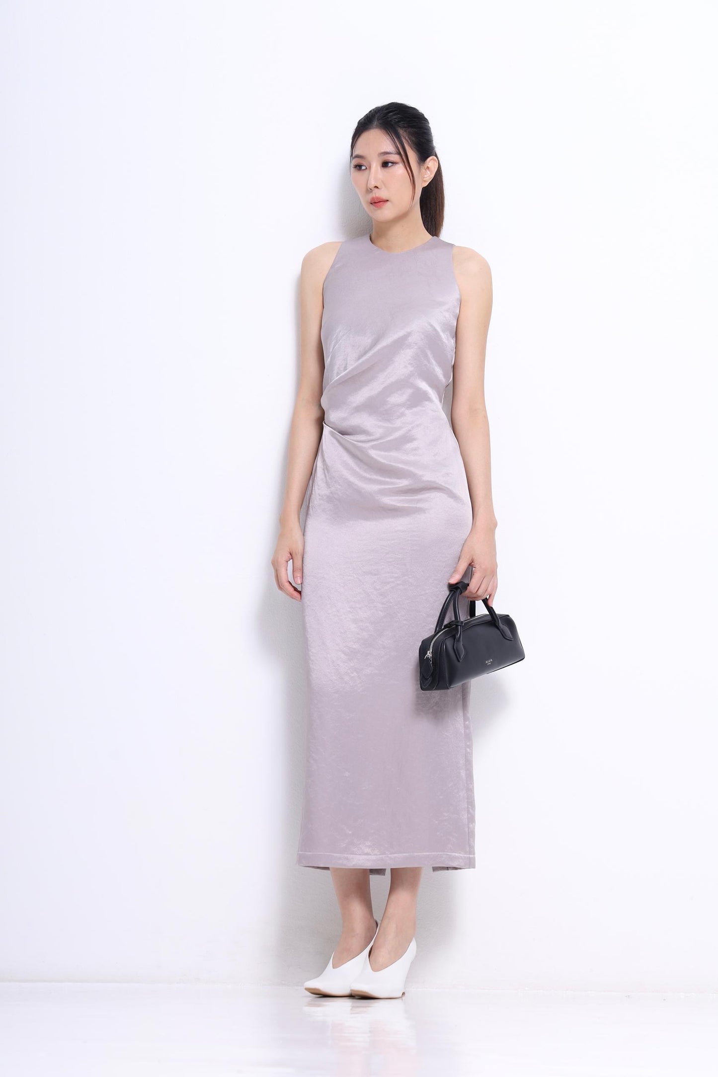 Tammy Pleated Satin Dress