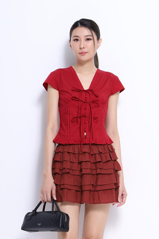 Sylvia V-Neck Ribbon Blouse