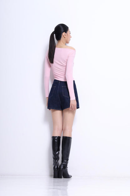 Aria Asymmetrical Neckline Ribbed Top