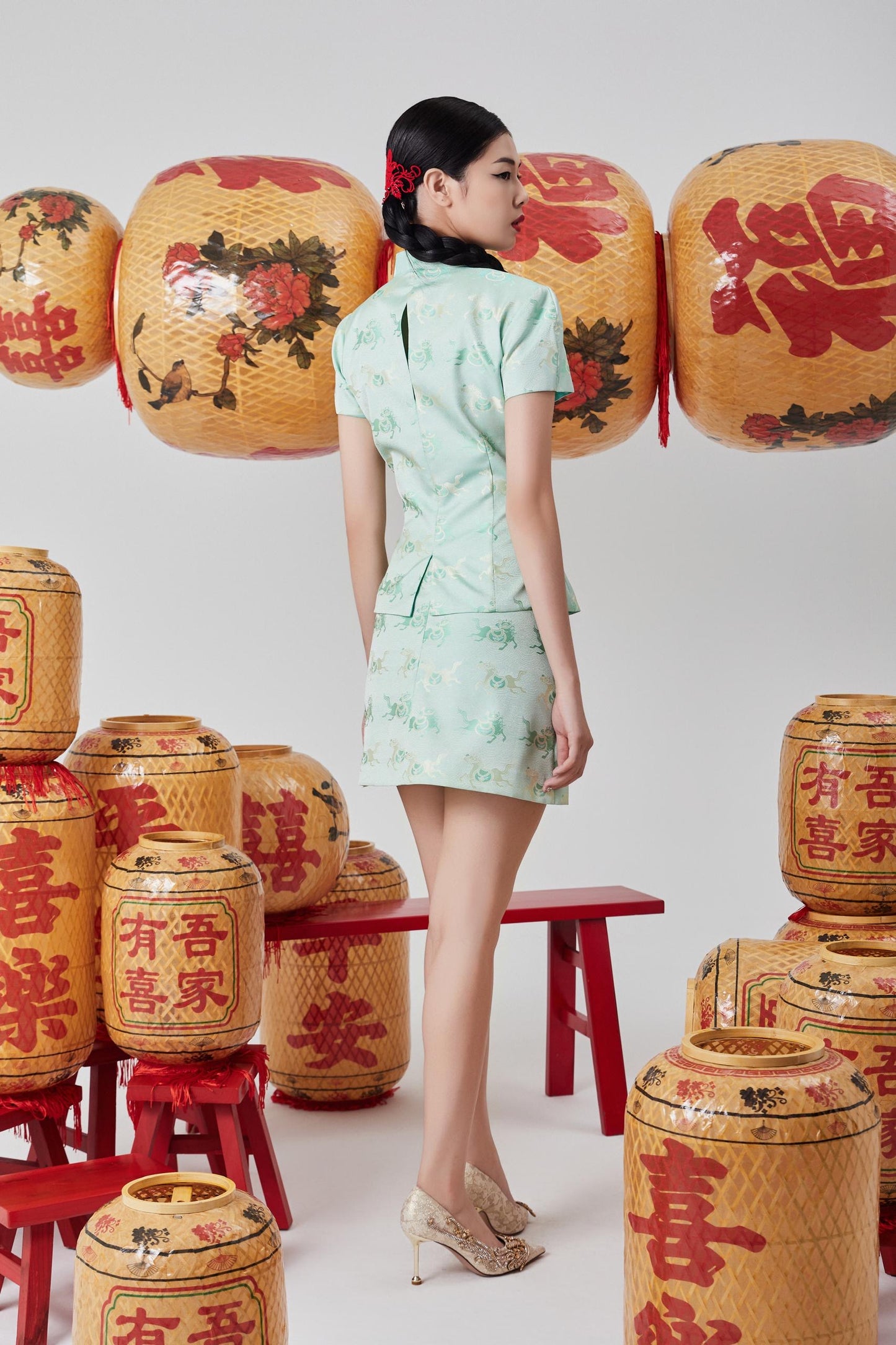 Xuan Orient Fitted Mandarin Blouse