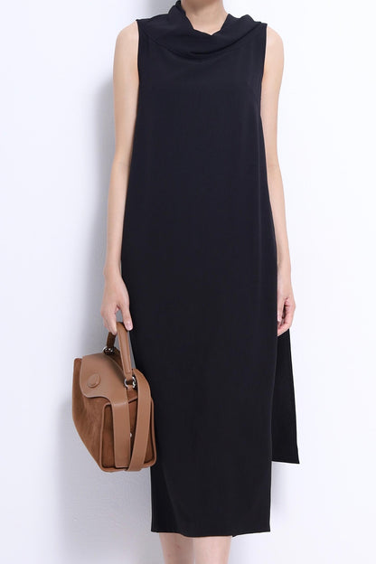 Mauve Funnel Neck Drape Dress