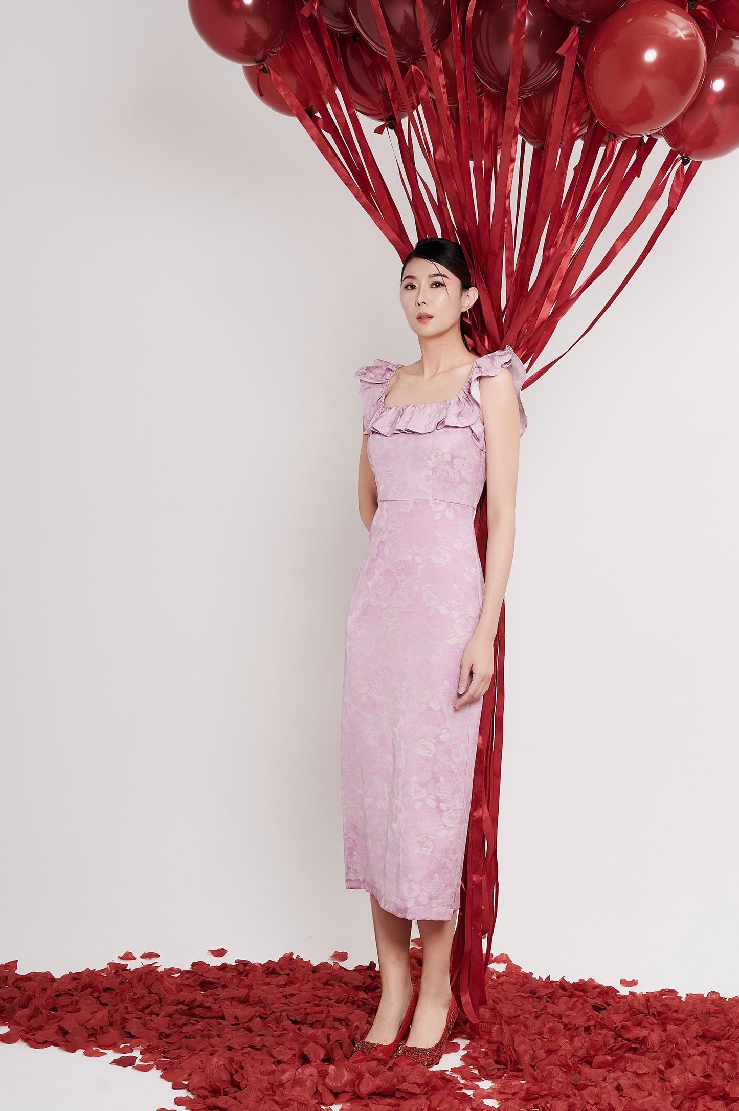 Luna Ruffle Square Neck Dress