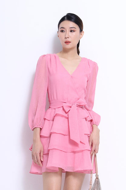 Celeste V-Neck Ruffles Midi Dress
