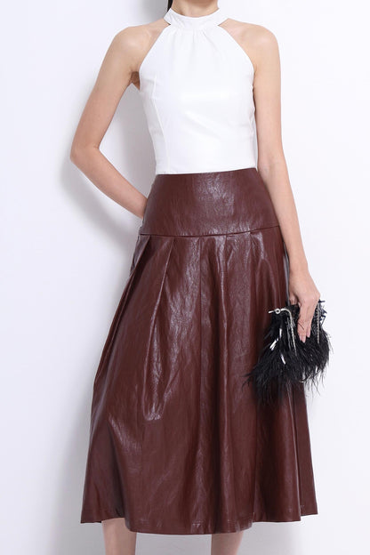 Mina Faux Leather Halter Neck Top