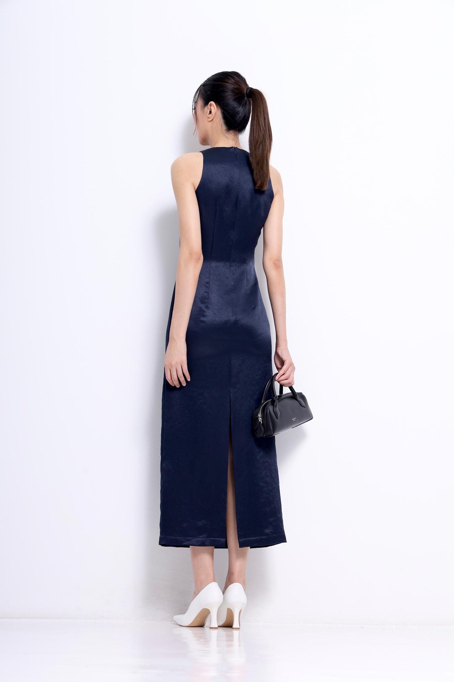 Tammy Pleated Satin Dress