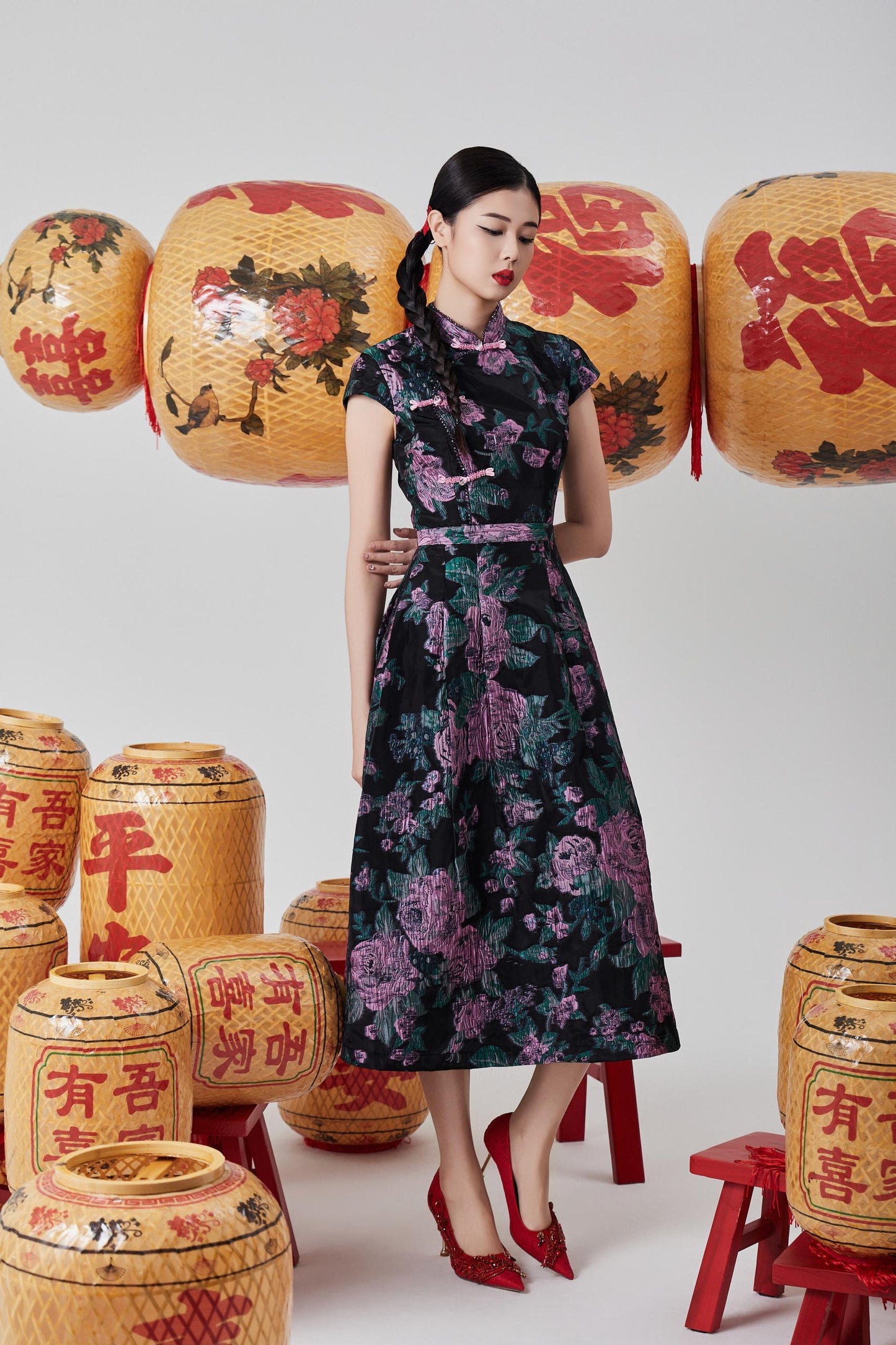Hong Orient Crystal Qipao Dress