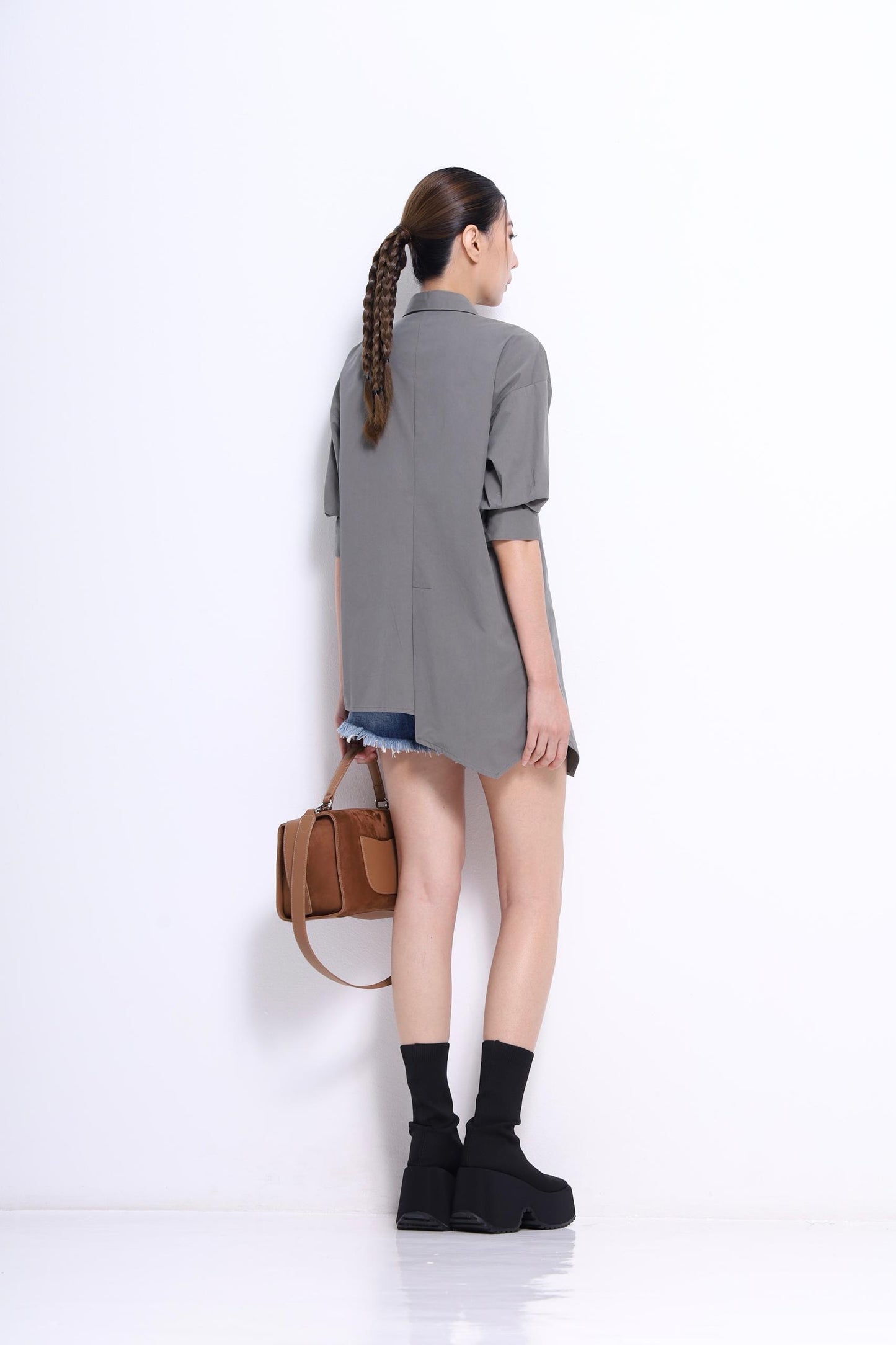 Miyu Asymmetrical Short Sleeve Shirt