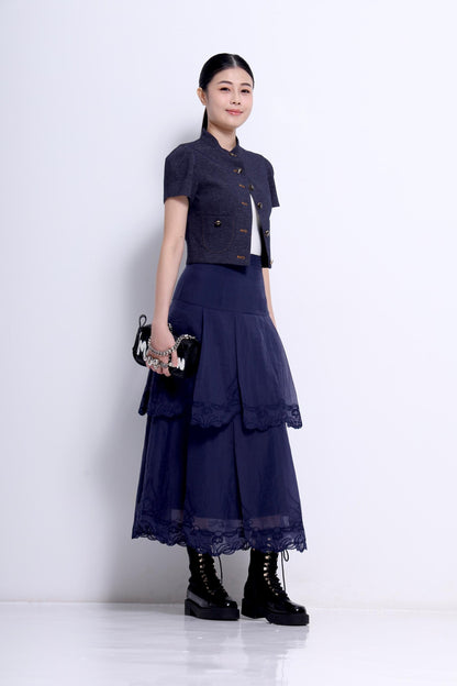 Natasha Mandarin Colar Cropped Jacket