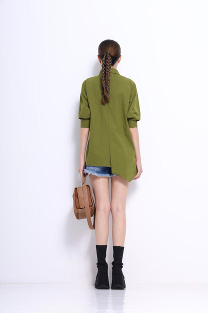 Miyu Asymmetrical Short Sleeve Shirt