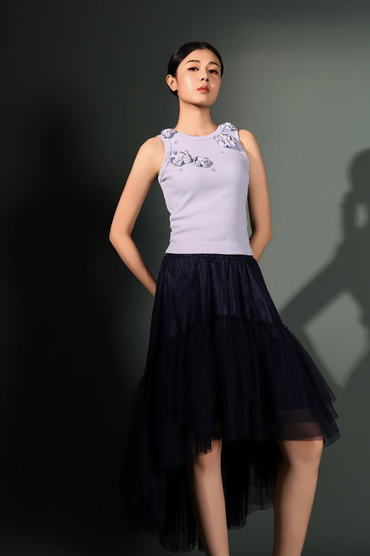 Pansy Asymmetrical Tulle Skirt