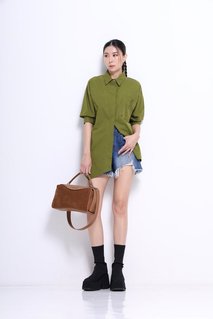 Miyu Asymmetrical Short Sleeve Shirt