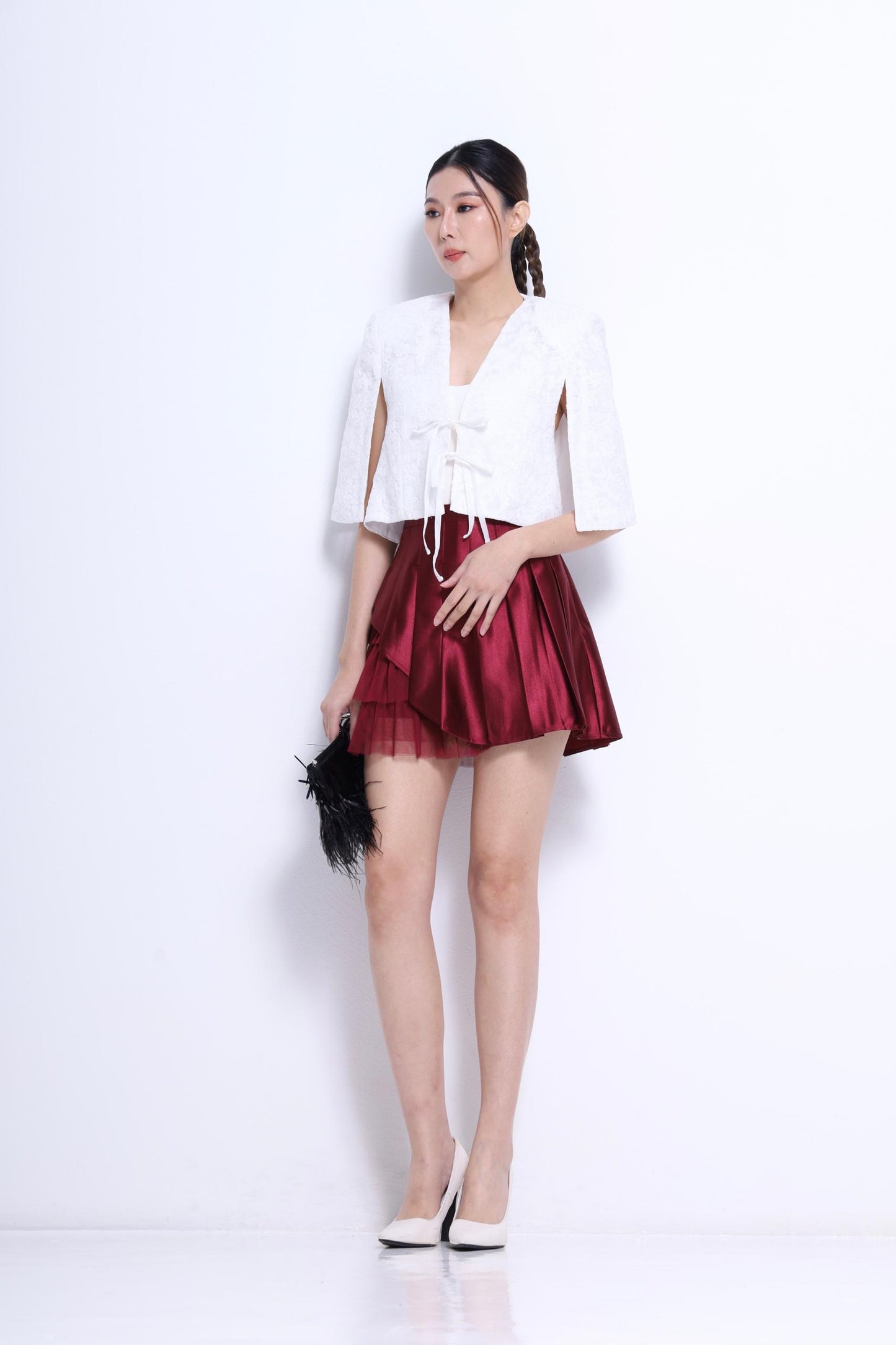 Lia Front Tie Cropped Cape