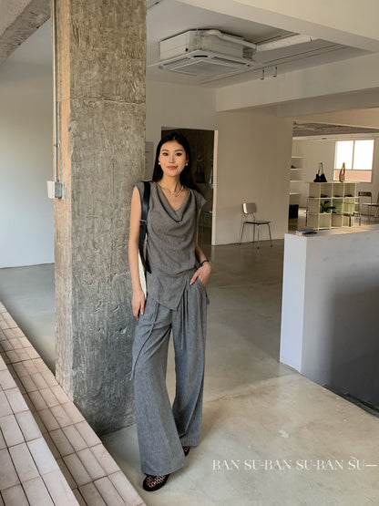 Su Linen Cowl Neck Blouse