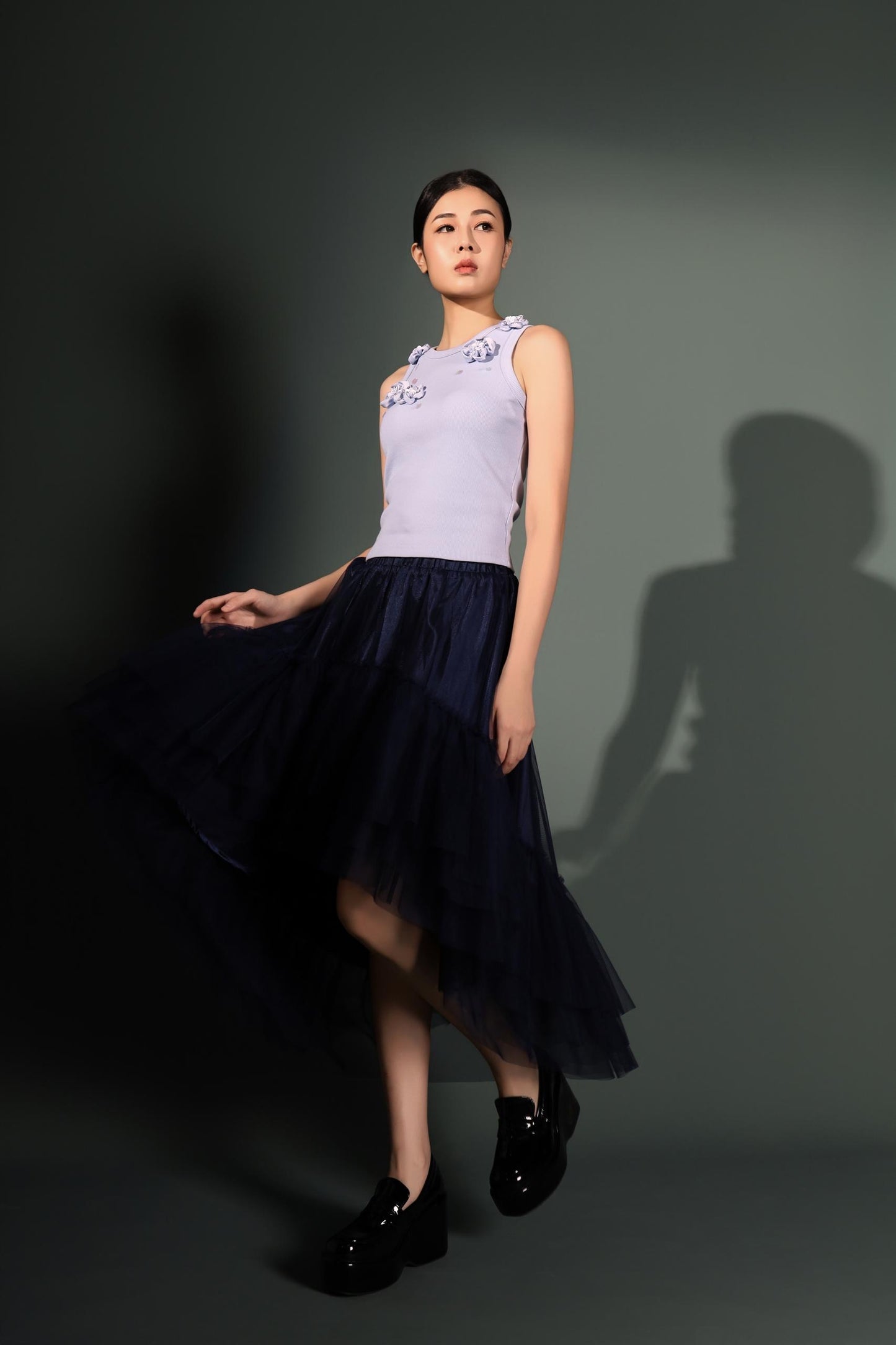 Pansy Asymmetrical Tulle Skirt