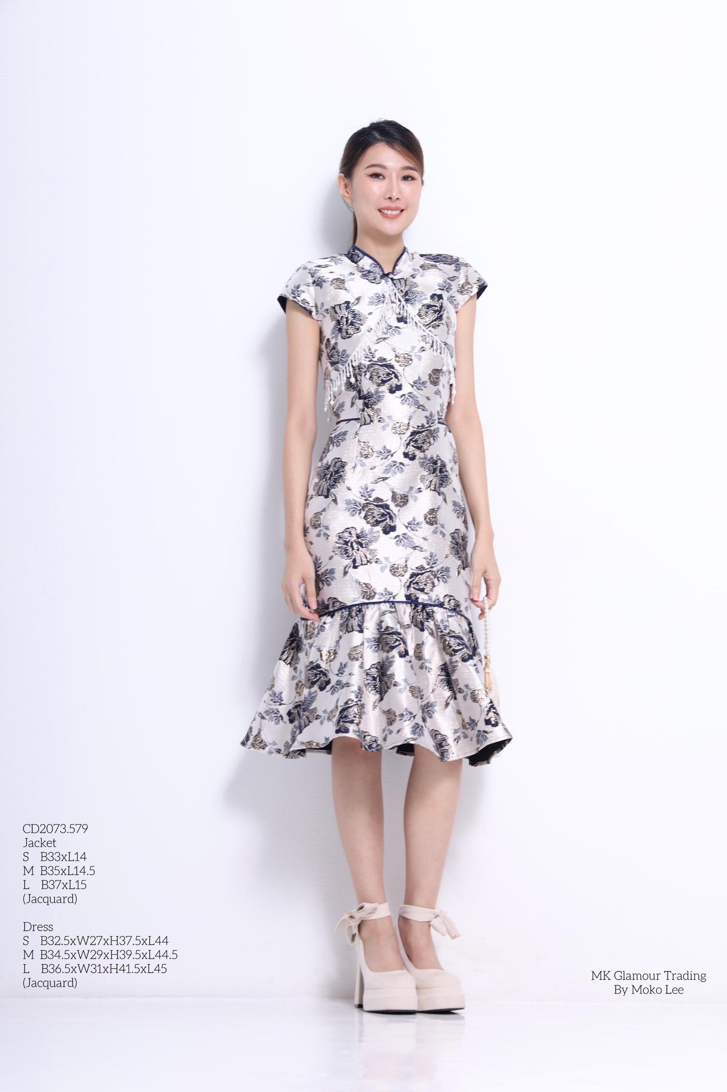 Zhu Orient Pearl Qipao Dress with Jacket