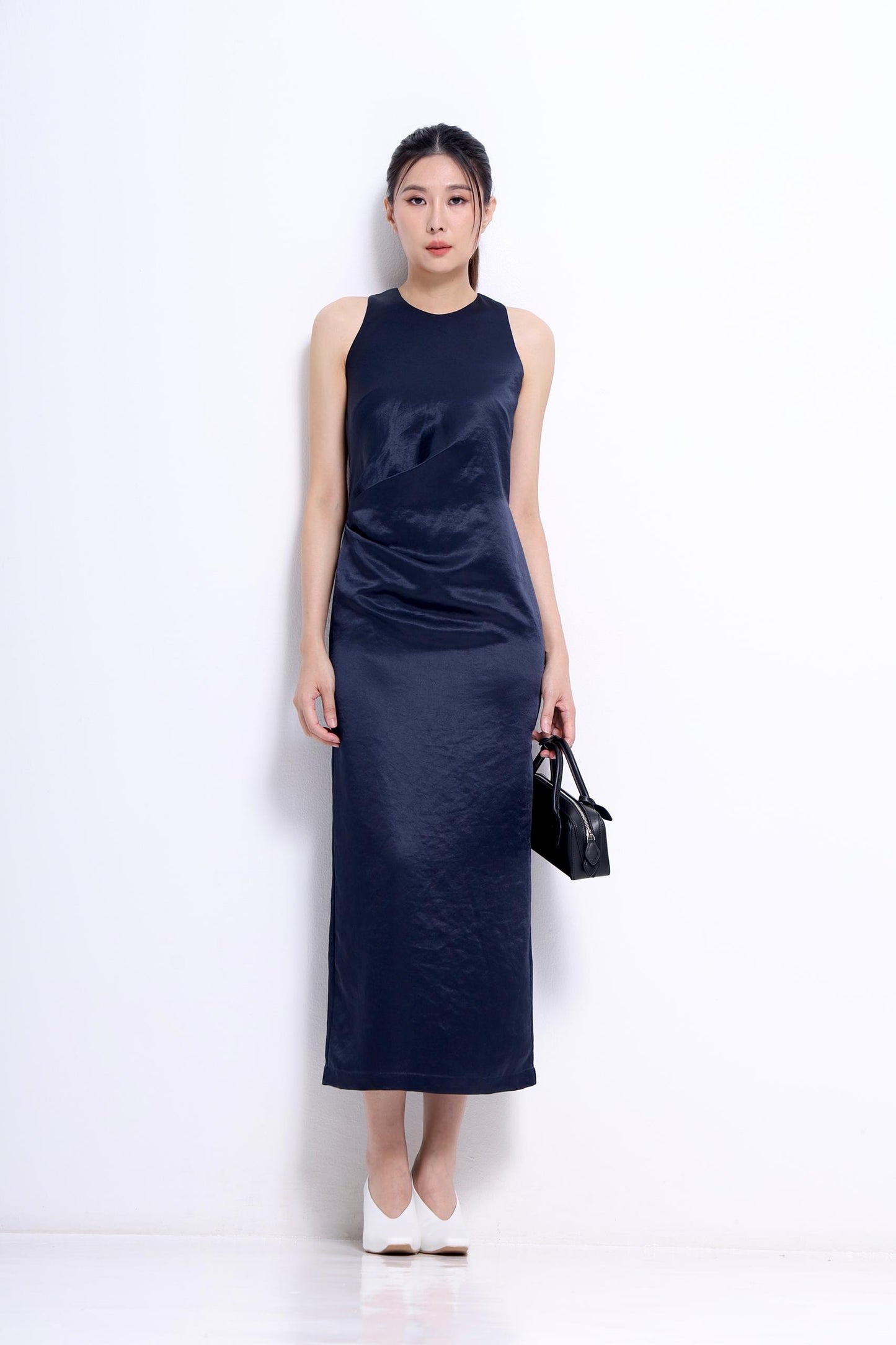 Tammy Pleated Satin Dress
