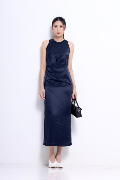 Tammy Pleated Satin Dress