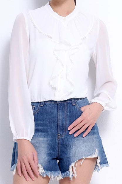 Ella Cascade Ruffle Blouse