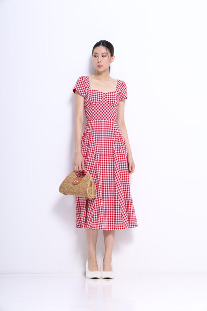 Elise Sweet Heart Checkered Dress