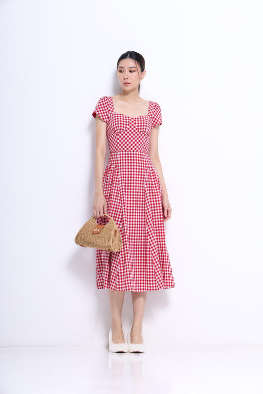 Elise Sweet Heart Checkered Dress