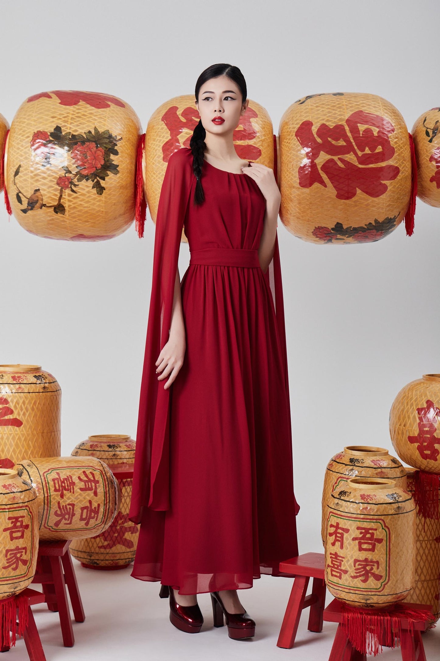 Venus Open Sleeve Chiffon Dress