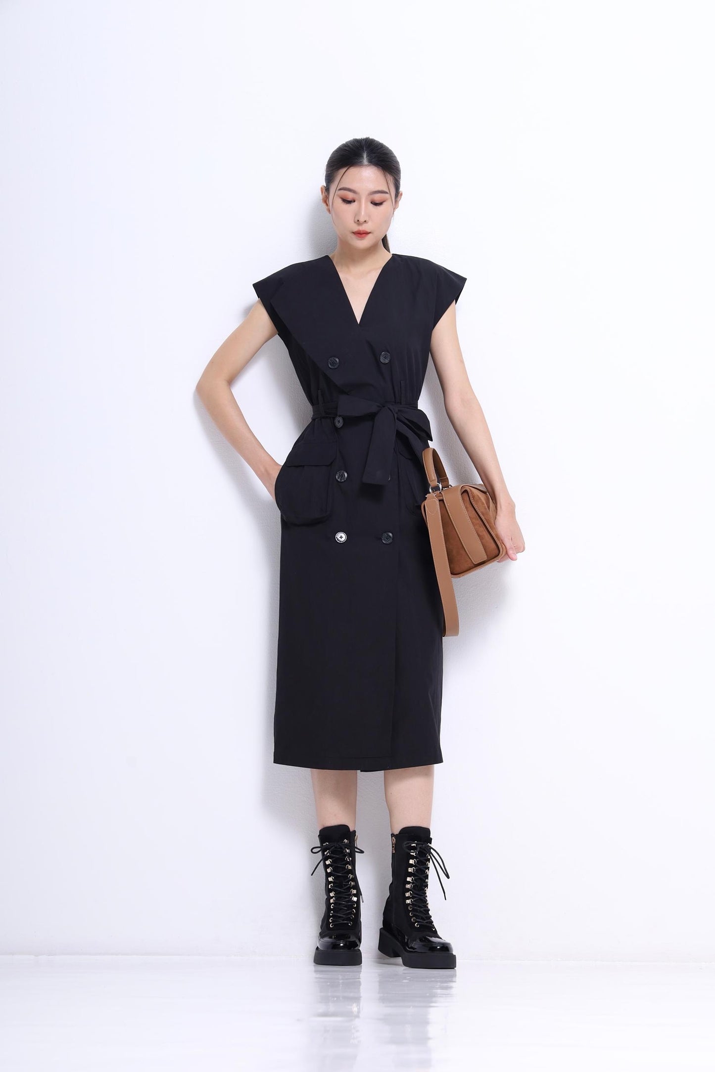 Mona V-Neck Trench Dress