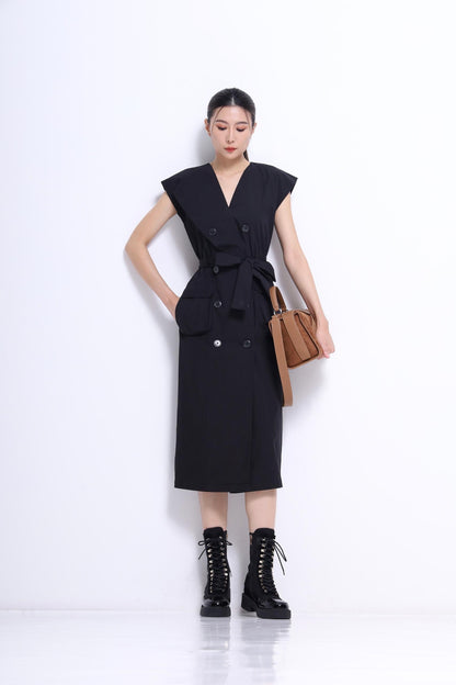 Mona V-Neck Trench Dress