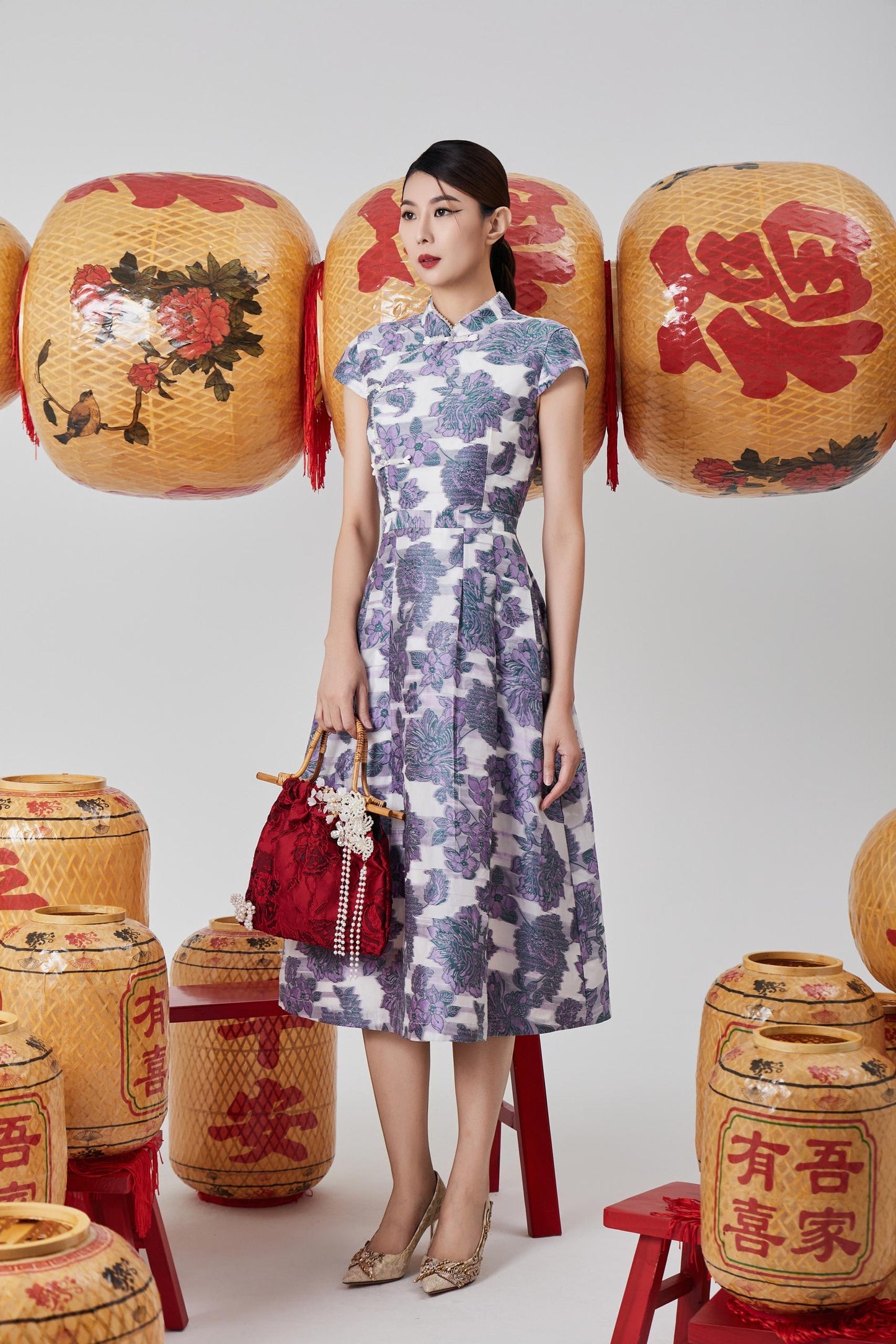Hong Orient Crystal Qipao Dress
