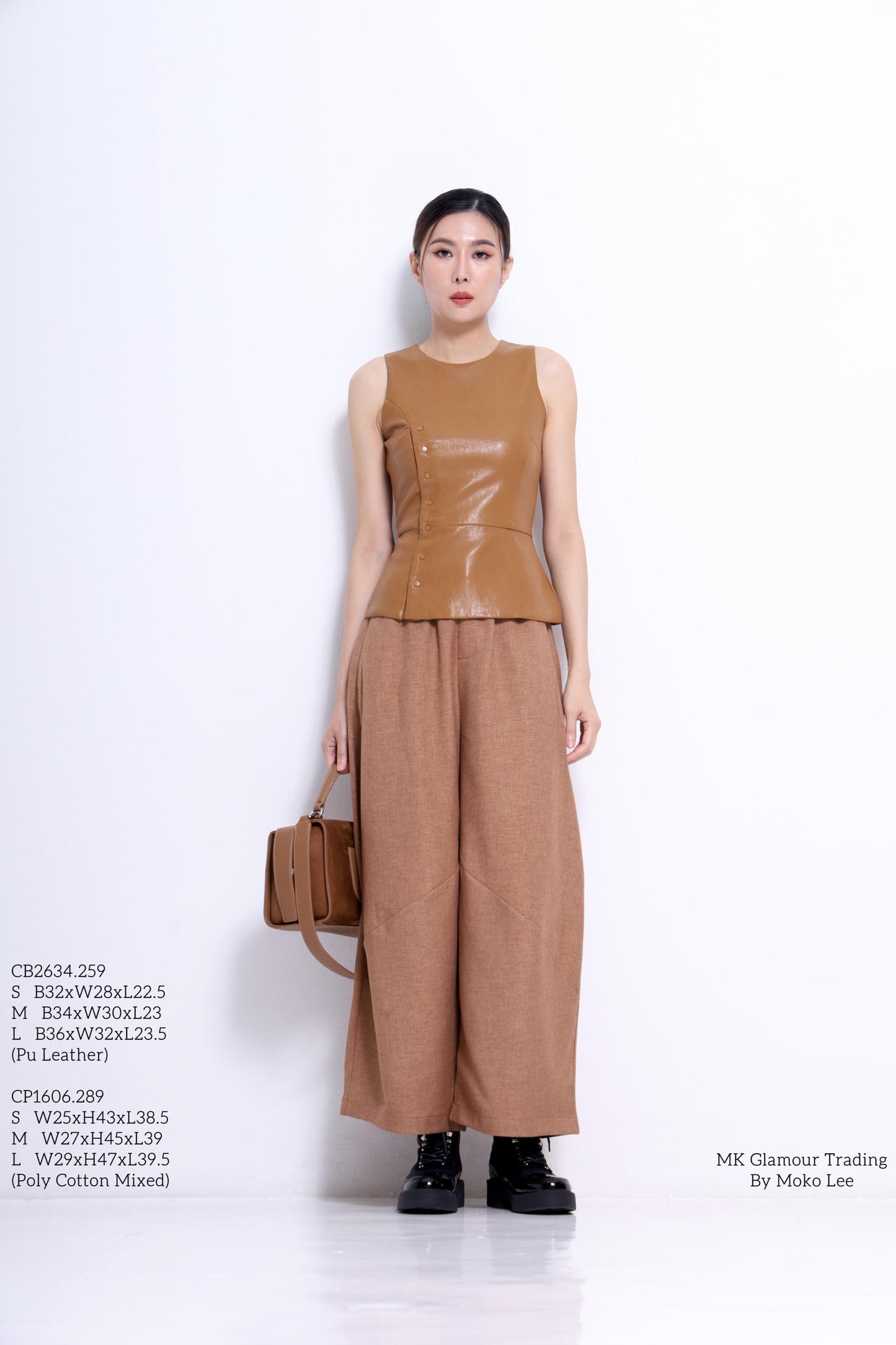 Maple Faux Leather Button Top