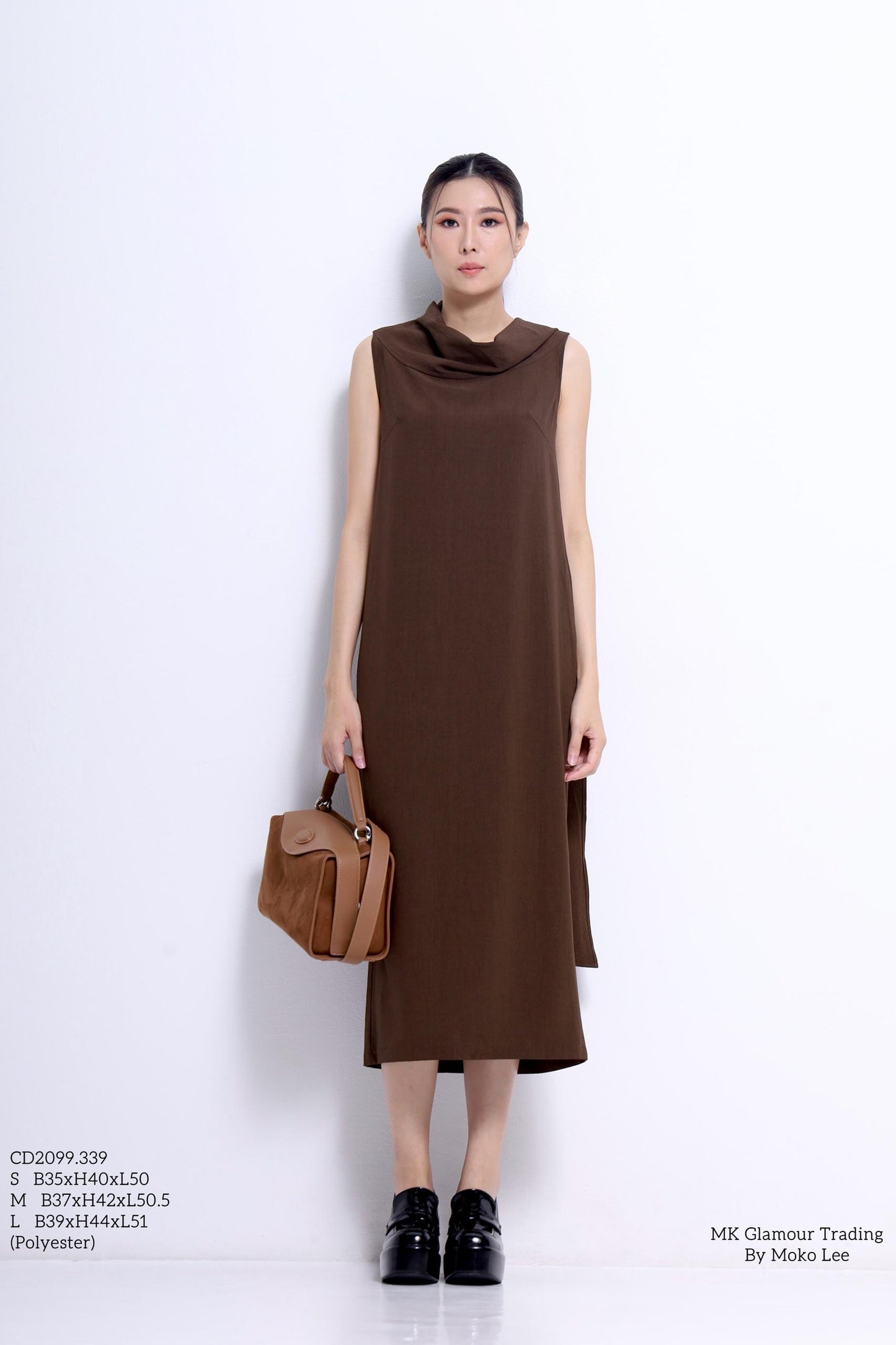 Mauve Funnel Neck Drape Dress