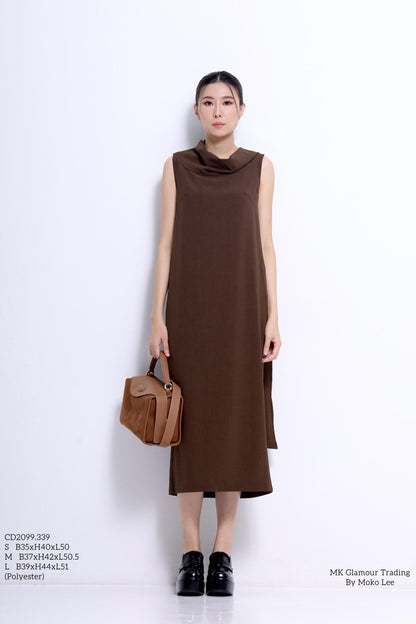 Mauve Funnel Neck Drape Dress