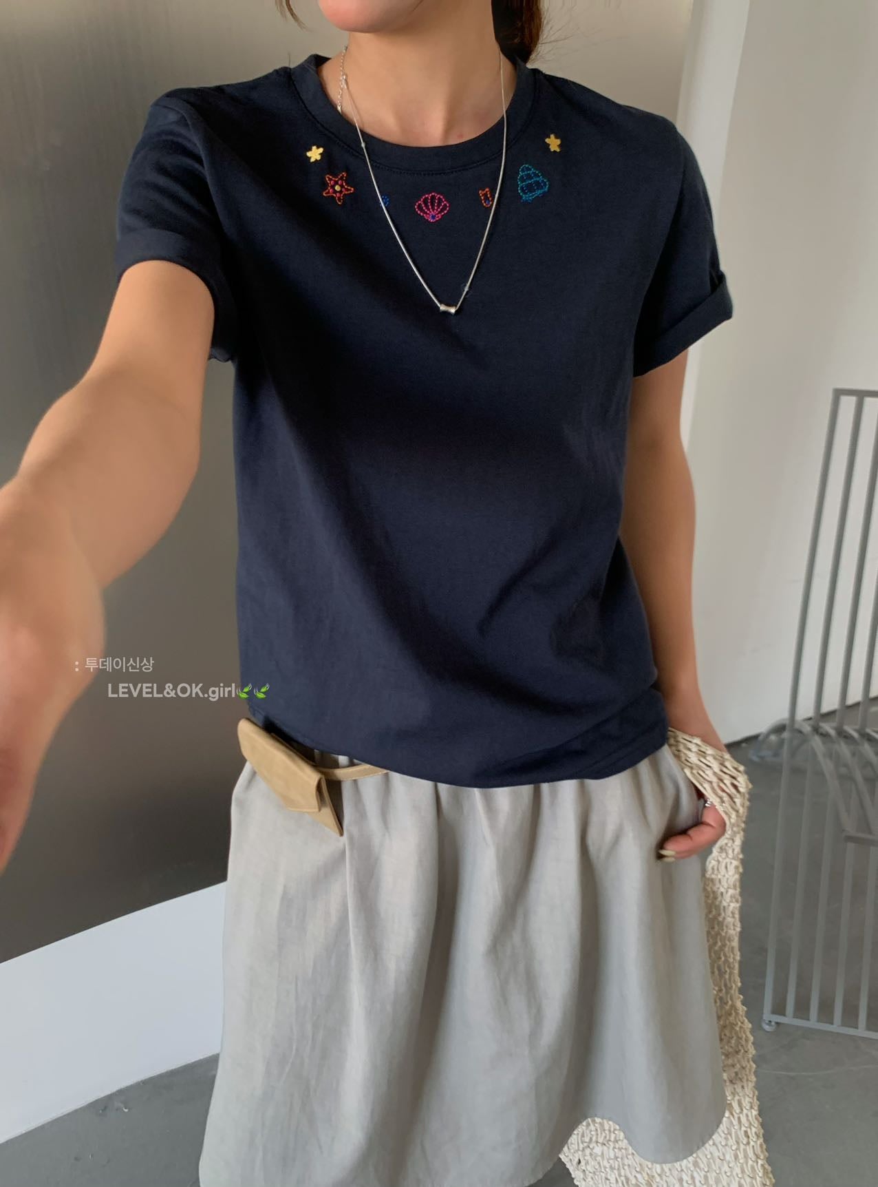 Seashells Starfish Embroidered Tee