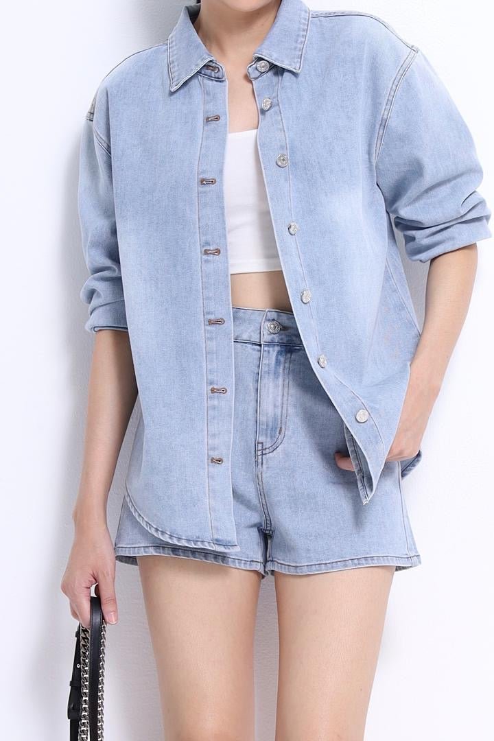 Mandy Washed Denim Shorts