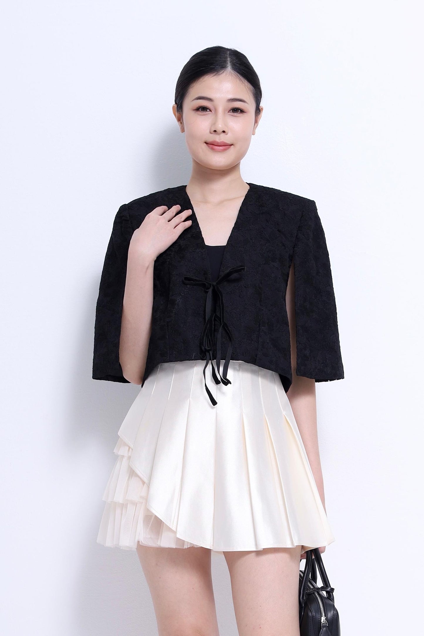 Lia Front Tie Cropped Cape