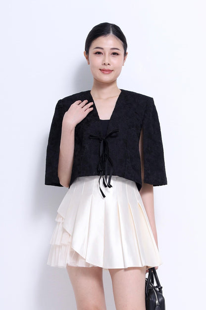 Lia Front Tie Cropped Cape